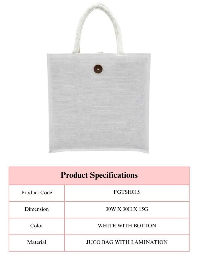 Fatio Set of 10 White Juco Bags with Button – Eco-Friendly & Customizable, Durable for Branding - Image 4